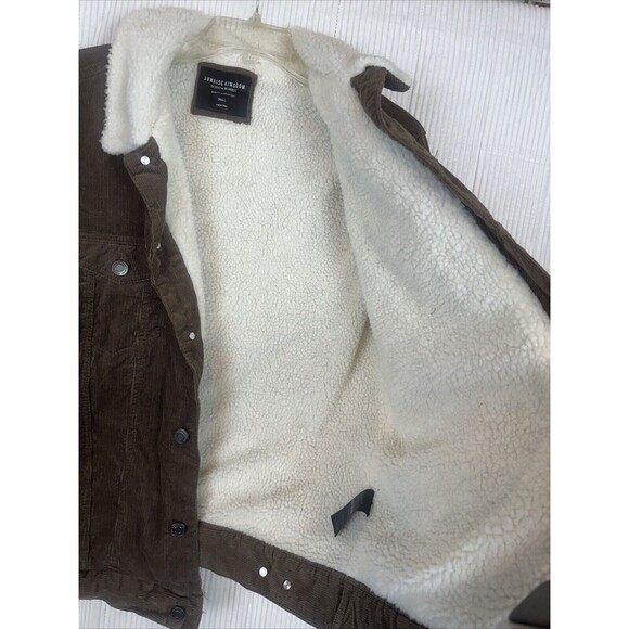 Brown Corduroy With White Sherpa Lined Long Sleeve Jacket Men’s Size Small - Picture 5 of 8